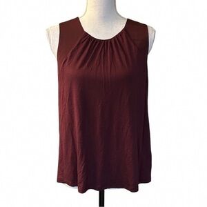 Banana Republic Sleeveless Gathered Neck Tank - Burgundy